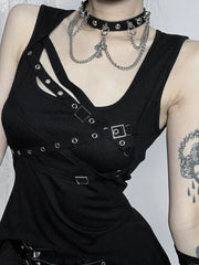 Alt Gothic Punk Sleeveless Black Dress