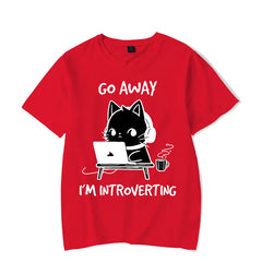 'Go Away I'm Introverting' Cat Gamer Tshirt