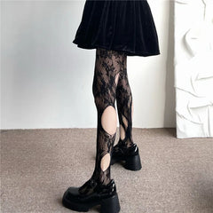 Goth Cute Black Kawaii Mesh Stockings