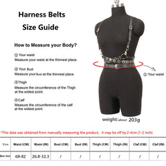 Black Faux Leather Waist Harness Belt