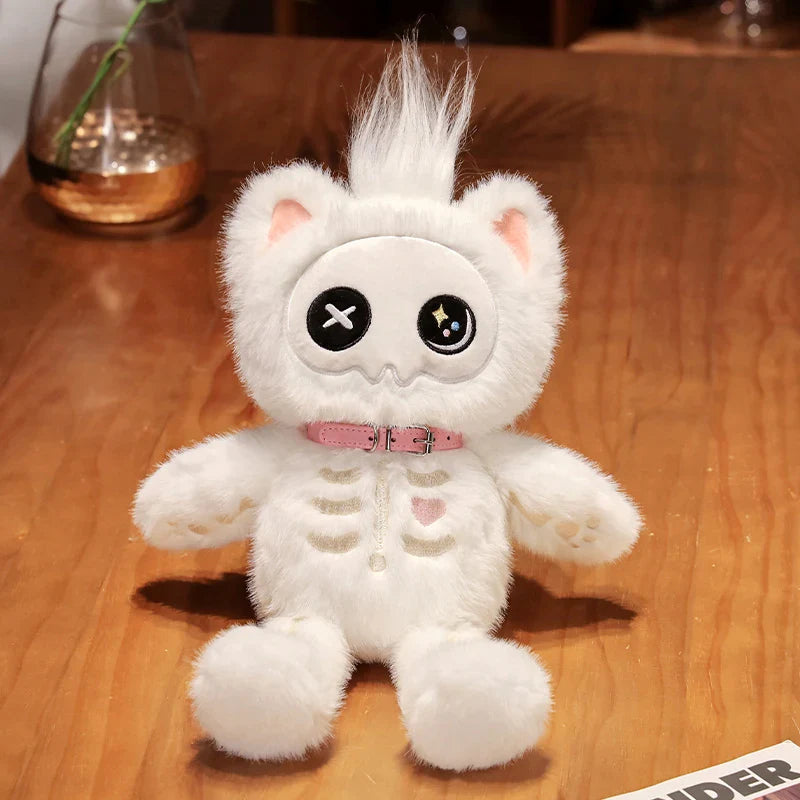 Kawaii Black/White Skeleton Cat Plushie