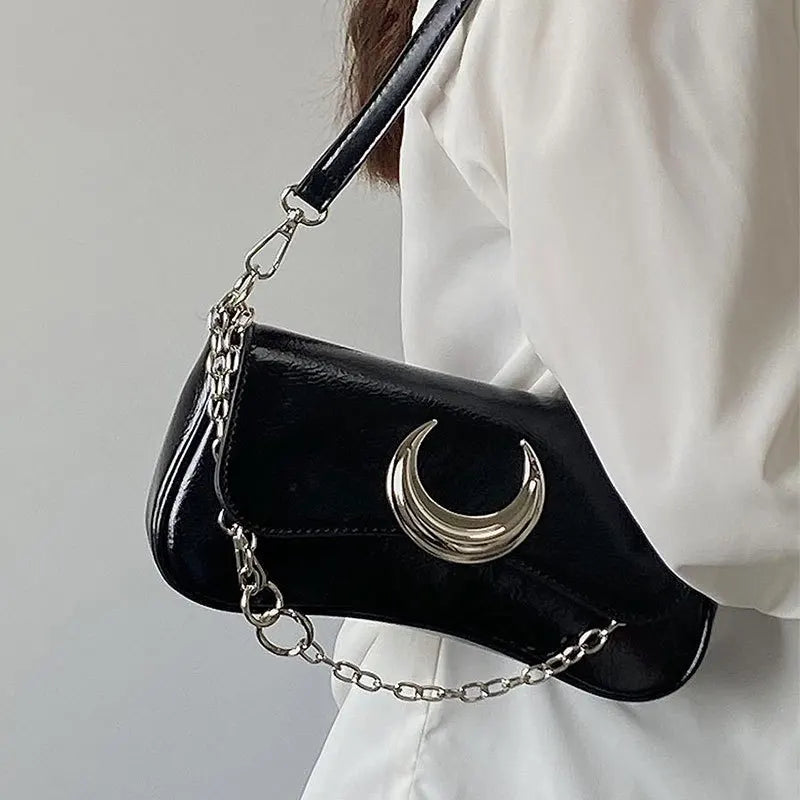 Black Moon Chain Under Arm Hand Bag