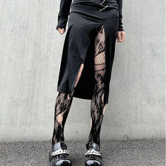 Black High Waist Fishnet Stockings