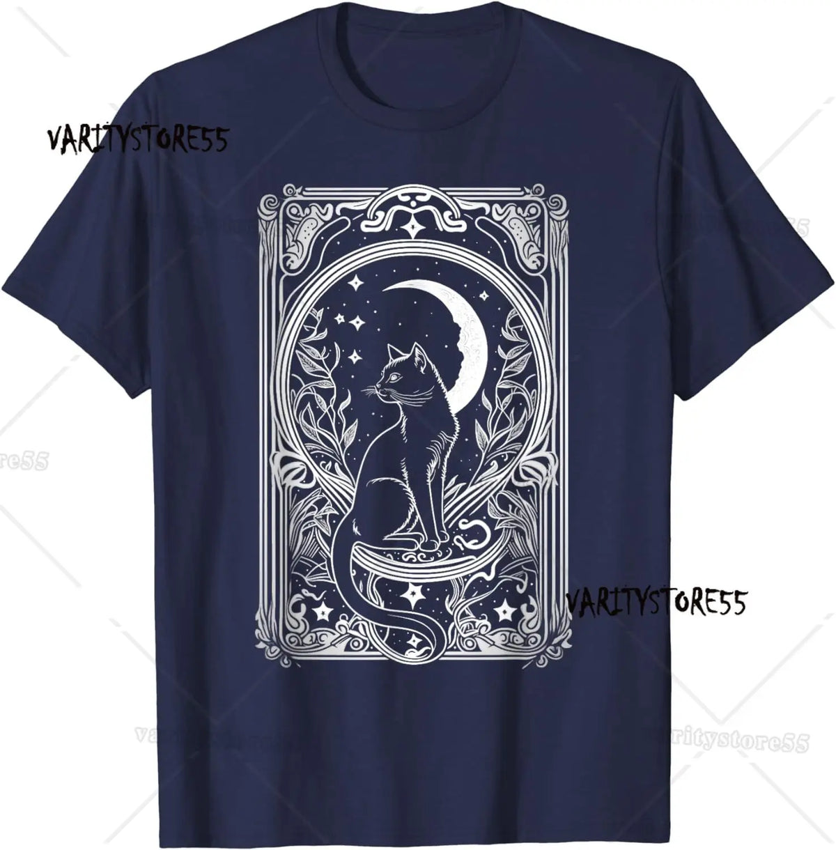 Cute Cat Moon Tarot Card Themed T-Shirt