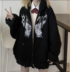 Black Alt Goth Grunge Butterfly Hoodie