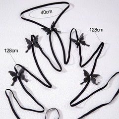 Black Boho Elastic Butterfly Lace Up Cross Leg Harness