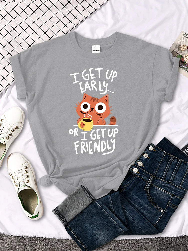 'I Get Up Are Lazy' Cute Cat Meme T-shirt