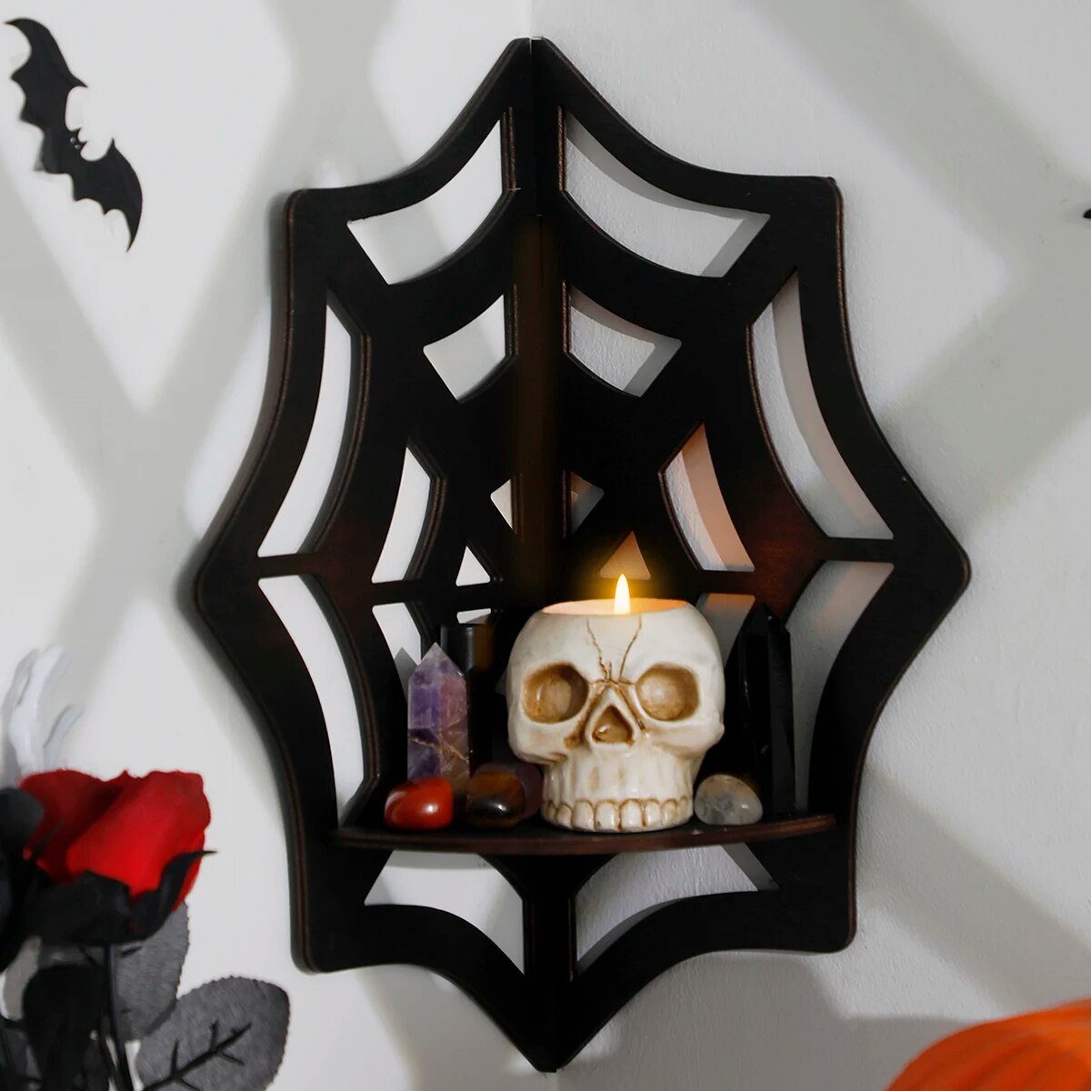 Spider Web Floating Corner Shelf