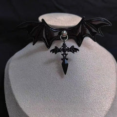Black PU Leather Cross Wings Chain Garter