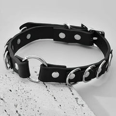Punk Rock Goth PU Leather Ring Choker