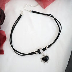Black Goth Grunge Heart Choker