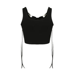 Gothic Black Alt Metal Heart Shaped Crop Top