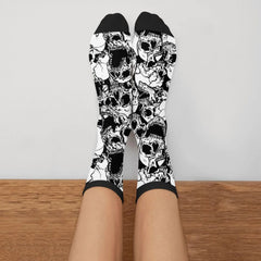 Black And White Skulls Socks