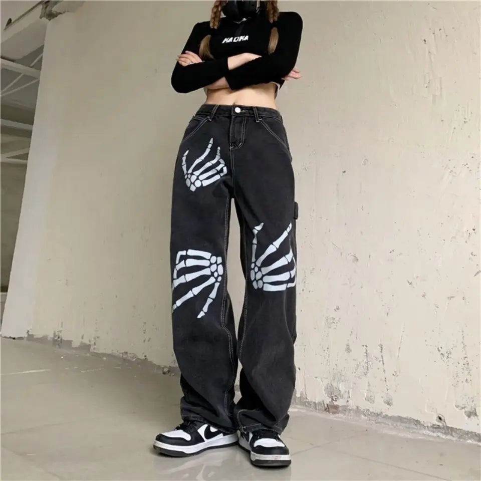 Skeleton Themed Baggy Pants
