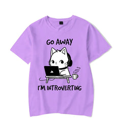 'Go Away I'm Introverting' Cat Gamer Tshirt