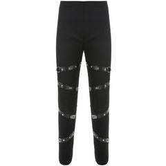 'Flash' Black Gothic Rivet Pencil Pants