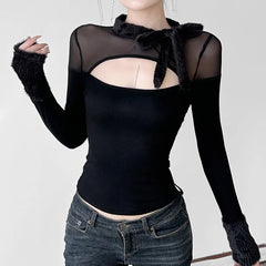 Dark Angel Goth Mesh Patchwork Top