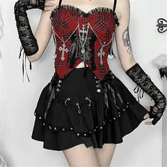 Black Punk Goth Grunge Rivet Mini Skirt