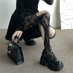 Goth Cute Black Kawaii Mesh Stockings