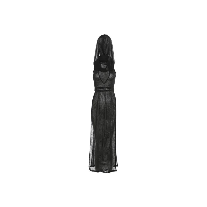 Black Goth Grunge Hooded Dress