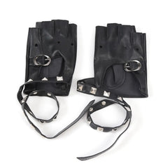 Goth Black Badass Synthetic Leather Gloves