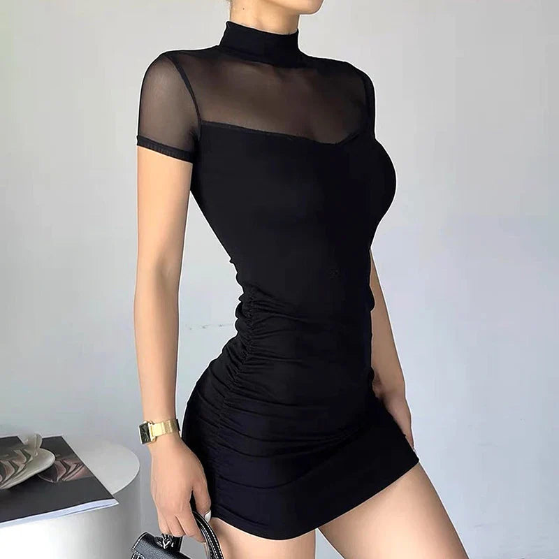 Goth Dark Black Y2k Bodycon Mini Dress