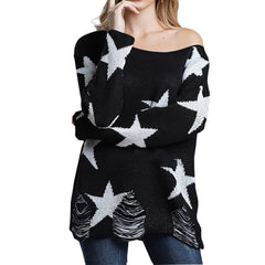 Black Star Alt Loose Knitted Sweater