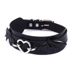 Black PU Leather Bat Choker