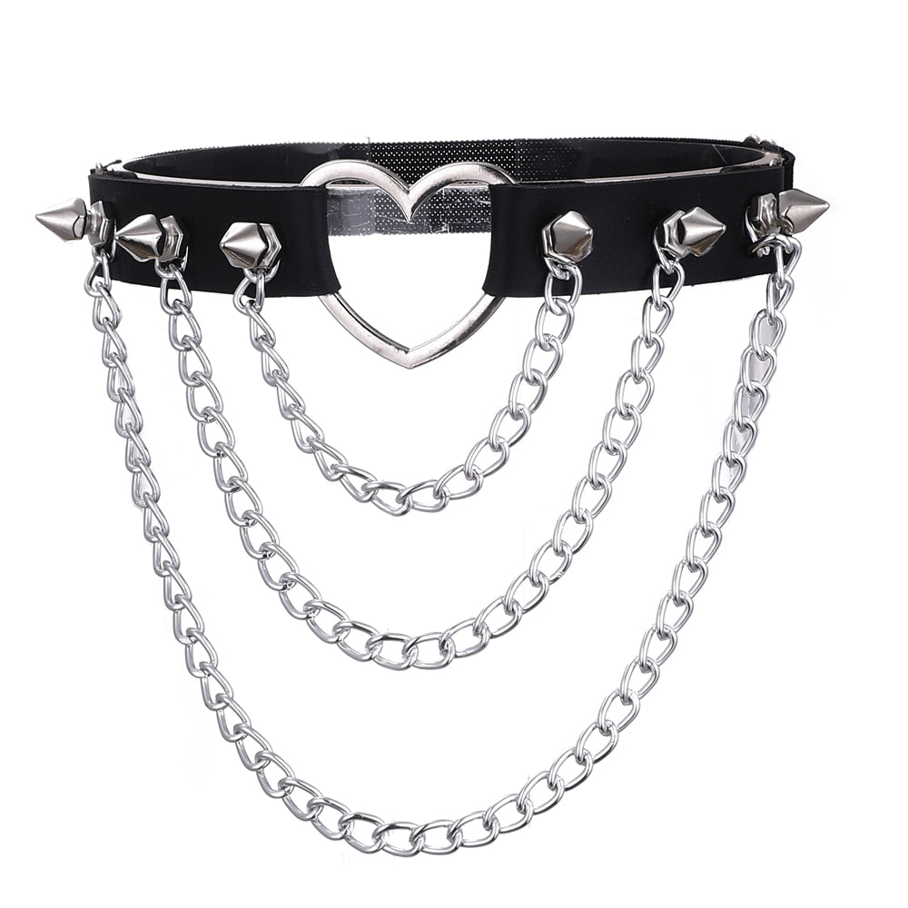 Heart Spike PU Leather Thigh Chain Garter