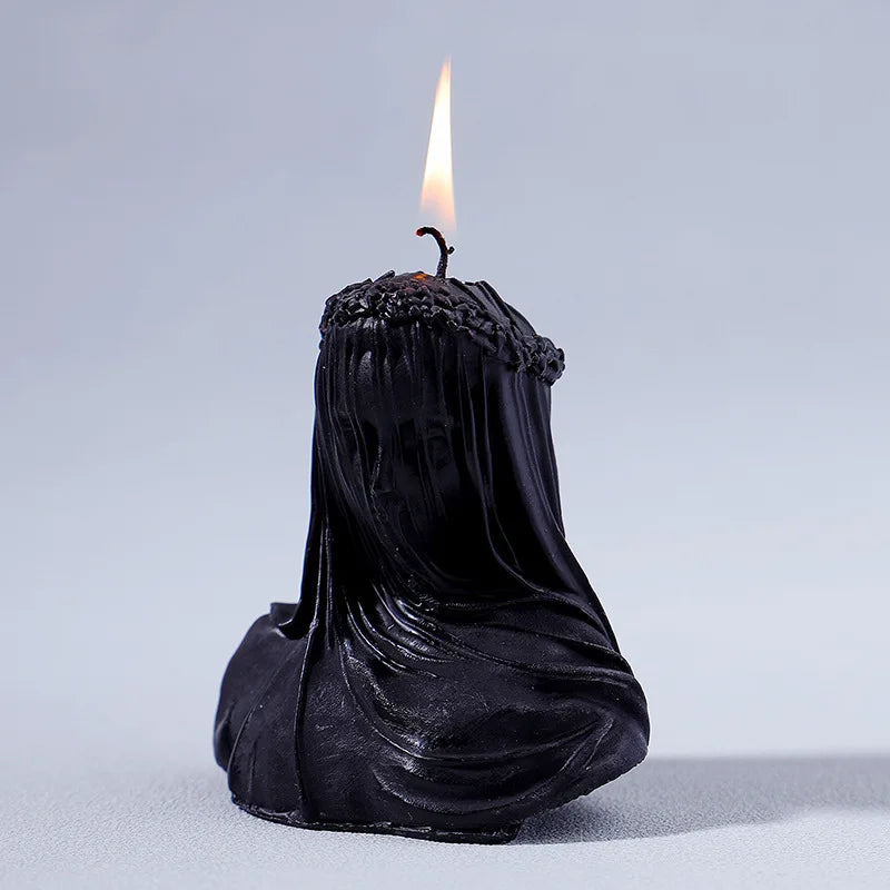 Black or White Veiled Woman Scented Candle Gothic Decor