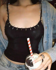 Black Alt Spike Rivet Top