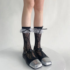 Lolita Kawaii Black/White Ruffle Socks