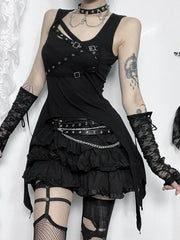 Alt Gothic Punk Sleeveless Black Dress