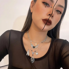 5Pcs/Set Goth Demon Wings Necklace Choker