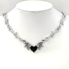 Goth Heart Barbed Wire Choker
