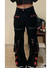 Goth 'Bonded By Blood' Black Grunge Low Waist Denim Pants