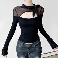 Dark Angel Goth Mesh Patchwork Top