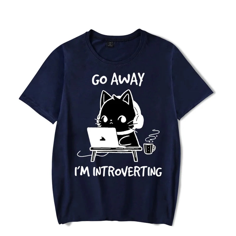 'Go Away I'm Introverting' Cat Gamer Tshirt