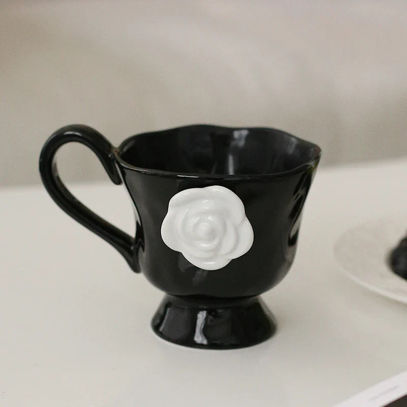 Black Gothic Camellia Mug 350Ml