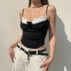 'Dark Chic' Black Alt Lace Crop Top