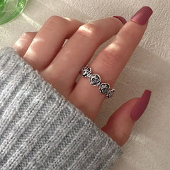 Goth Silver Rose Ring