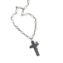 Alt Red Thorn Chain Cross Heart Pendant Necklace