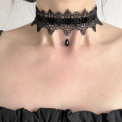 Black/Red Lace Velvet Flower Choker