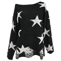 Black Star Alt Loose Knitted Sweater