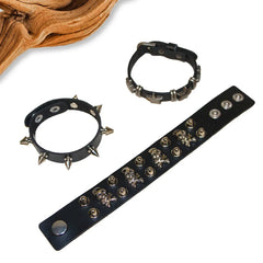 Goth Punk Alt Star Skull Bracelet Set