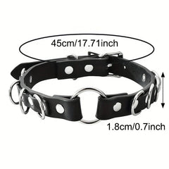 Punk Rock Goth PU Leather Ring Choker