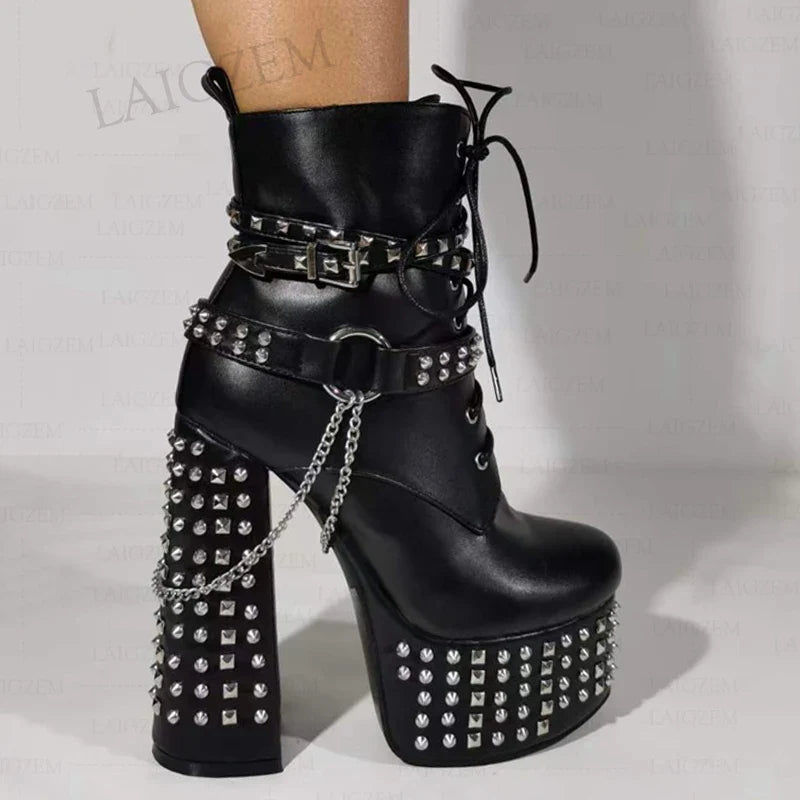 Stud & Chain Moto Boots