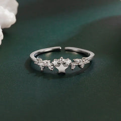 Silver Zircon Star Ring