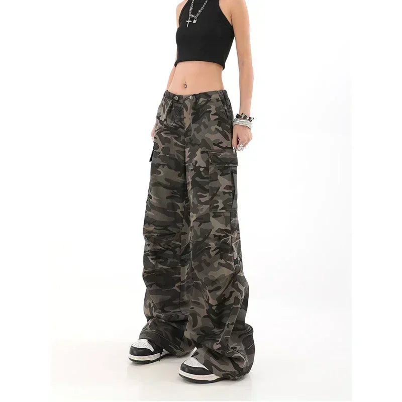 Grunge Retro Casual Camouflage Loose Pants