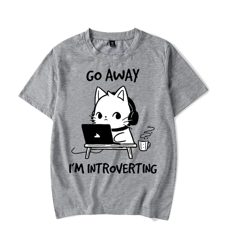 'Go Away I'm Introverting' Cat Gamer Tshirt